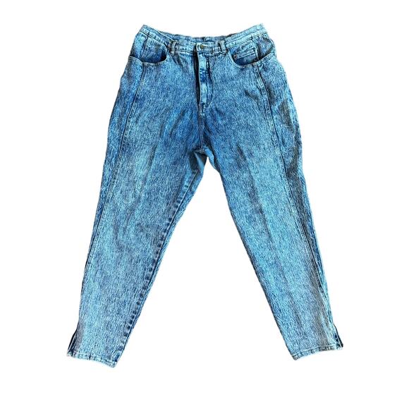Stefano World Wide Dark Wash Acid Wash Peg Leg Zipper Accent Jeans size‎  20 - Picture 1 of 10